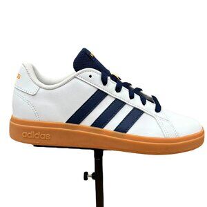 Adidas Grand Court Youth Boys-Girls Casual Sneakers Size 4 White Blue Low Top